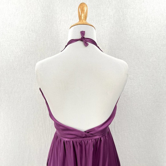 FLEUR DU MAL Dress Womens Small Purple Silk Halter Maxi High Slit Surplice - Picture 5 of 16